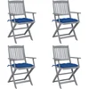 Image de vidaXL - Tuinstoelen - 4 - st - inklapbaar - met - kussens - massief - acaciahout