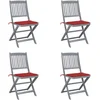 Image de vidaXL - Tuinstoelen - 4 - st - inklapbaar - met - kussens - massief - acaciahout