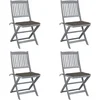 Image de vidaXL - Tuinstoelen - 4 - st - inklapbaar - met - kussens - massief - acaciahout