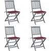 Image de vidaXL - Tuinstoelen - 4 - st - inklapbaar - met - kussens - massief - acaciahout