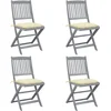 Image de vidaXL - Tuinstoelen - 4 - st - inklapbaar - met - kussens - massief - acaciahout