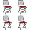 Image de vidaXL - Tuinstoelen - 4 - st - inklapbaar - met - kussens - massief - acaciahout