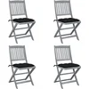 Image de vidaXL - Tuinstoelen - 4 - st - inklapbaar - met - kussens - massief - acaciahout