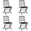 Image de vidaXL - Tuinstoelen - 4 - st - inklapbaar - met - kussens - massief - acaciahout