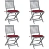 Image de vidaXL - Tuinstoelen - 4 - st - inklapbaar - met - kussens - massief - acaciahout