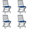 Image de vidaXL - Tuinstoelen - 4 - st - inklapbaar - met - kussens - massief - acaciahout