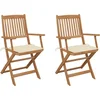 Image de vidaXL - Tuinstoelen - 2 - st - inklapbaar - met - kussens - massief - acaciahout