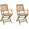 Image de vidaXL - Tuinstoelen - 2 - st - inklapbaar - met - kussens - massief - acaciahout