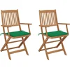 Image de vidaXL - Tuinstoelen - 2 - st - inklapbaar - met - kussens - massief - acaciahout