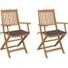 Image de vidaXL - Tuinstoelen - 2 - st - inklapbaar - met - kussens - massief - acaciahout