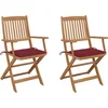 Image de vidaXL - Tuinstoelen - 2 - st - inklapbaar - met - kussens - massief - acaciahout