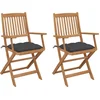 Image de vidaXL - Tuinstoelen - 2 - st - inklapbaar - met - kussens - massief - acaciahout