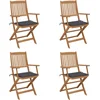 Image de vidaXL - Tuinstoelen - 4 - st - inklapbaar - met - kussens - massief - acaciahout