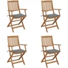 Image de vidaXL - Tuinstoelen - 4 - st - inklapbaar - met - kussens - massief - acaciahout