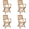 Image de vidaXL - Tuinstoelen - 4 - st - inklapbaar - met - kussens - massief - acaciahout