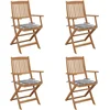 Image de vidaXL - Tuinstoelen - 4 - st - inklapbaar - met - kussens - massief - acaciahout