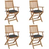 Image de vidaXL - Tuinstoelen - 4 - st - inklapbaar - met - kussens - massief - acaciahout