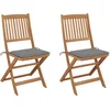 Image de vidaXL - Tuinstoelen - 2 - st - inklapbaar - met - kussens - massief - acaciahout