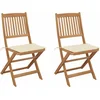 Image de vidaXL - Tuinstoelen - 2 - st - inklapbaar - met - kussens - massief - acaciahout