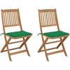 Image de vidaXL - Tuinstoelen - 2 - st - inklapbaar - met - kussens - massief - acaciahout