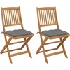Image de vidaXL - Tuinstoelen - 2 - st - inklapbaar - met - kussens - massief - acaciahout