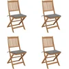 Image de vidaXL - Tuinstoelen - 4 - st - inklapbaar - met - kussens - massief - acaciahout