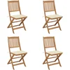 Image de vidaXL - Tuinstoelen - 4 - st - inklapbaar - met - kussens - massief - acaciahout