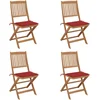 Image de vidaXL - Tuinstoelen - 4 - st - inklapbaar - met - kussens - massief - acaciahout