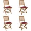 Image de vidaXL - Tuinstoelen - 4 - st - inklapbaar - met - kussens - massief - acaciahout