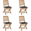 Image de vidaXL - Tuinstoelen - 4 - st - inklapbaar - met - kussens - massief - acaciahout