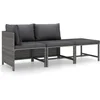 Image de vidaXL - 3-delige - Loungeset - met - kussens - poly - rattan - grijs