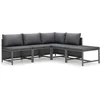 Image de vidaXL - 5-delige - Loungeset - met - kussens - poly - rattan - grijs