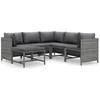 Image de vidaXL - 6-delige - Loungeset - met - kussens - poly - rattan - grijs
