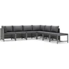 Image de vidaXL - 7-delige - Loungeset - met - kussens - poly - rattan - grijs