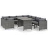 Image de vidaXL - 9-delige - Loungeset - met - kussens - poly - rattan - grijs