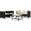 Image de vidaXL - 5-delige - Loungeset - met - kussens - poly - rattan - zwart