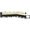 Image de vidaXL - 7-delige - Loungeset - met - kussens - poly - rattan - zwart