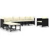 Image de vidaXL - 8-delige - Loungeset - met - kussens - poly - rattan - zwart