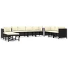Image de vidaXL - 10-delige - Loungeset - met - kussens - poly - rattan - zwart