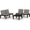 Image de vidaXL - 3-delige - Loungeset - met - kussens - kunststof - grijs
