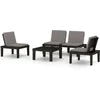 Image de vidaXL - 4-delige - Loungeset - met - kussens - kunststof - grijs