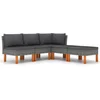 Image de vidaXL - 5-delige - Loungeset - met - kussens - poly - rattan - grijs