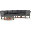 Image de vidaXL - 6-delige - Loungeset - met - kussens - poly - rattan - grijs