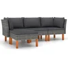 Image de vidaXL - 4-delige - Loungeset - met - kussens - poly - rattan - grijs