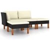 Image de vidaXL - 4-delige - Loungeset - met - kussens - poly - rattan - zwart