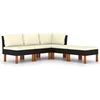 Image de vidaXL - 5-delige - Loungeset - met - kussens - poly - rattan - zwart