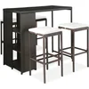 Image de vidaXL - 5-delige - Tuinbarset - met - kussens - poly - rattan - bruin