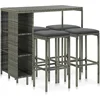 Image de vidaXL - 5-delige - Tuinbarset - met - kussens - poly - rattan - grijs