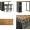 Image de vidaXL - 5-delige - Tuinbarset - met - kussens - poly - rattan - grijs