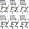 Image de vidaXL - Tuinstoelen - 6 - st - inklapbaar - met - kussens - massief - acaciahout